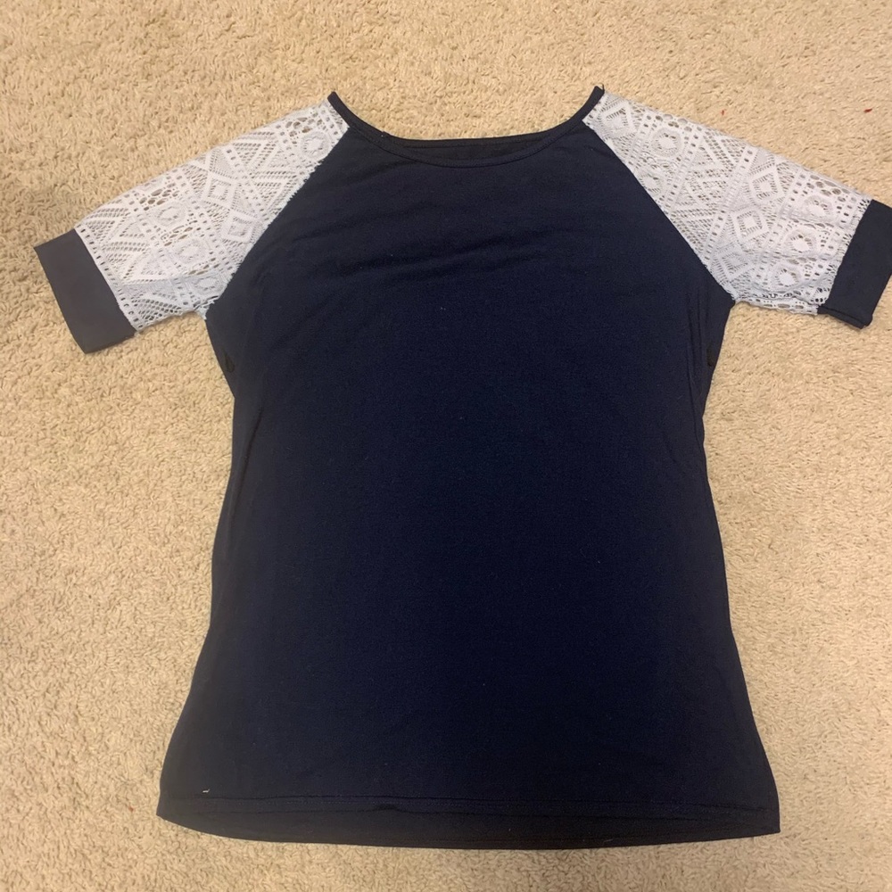 Blue shirt with white sleeves size L